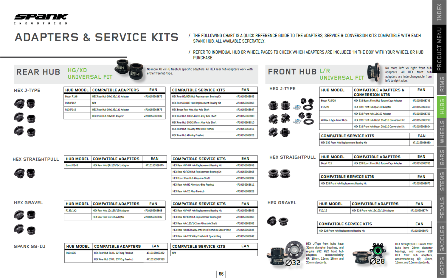 Spank - Hex J Type Hub Adapters, Bearings and Axles image 2