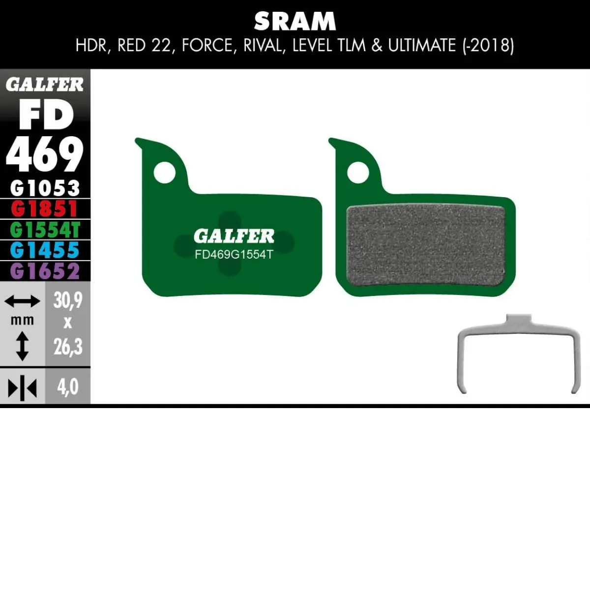GALFER - BRAKE PADS - SRAM ROAD / LEVEL MONOBLOCK image 11