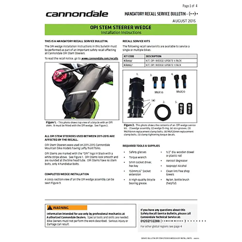 Cannondale OPI Stem Steerer Wedge Kit image 4