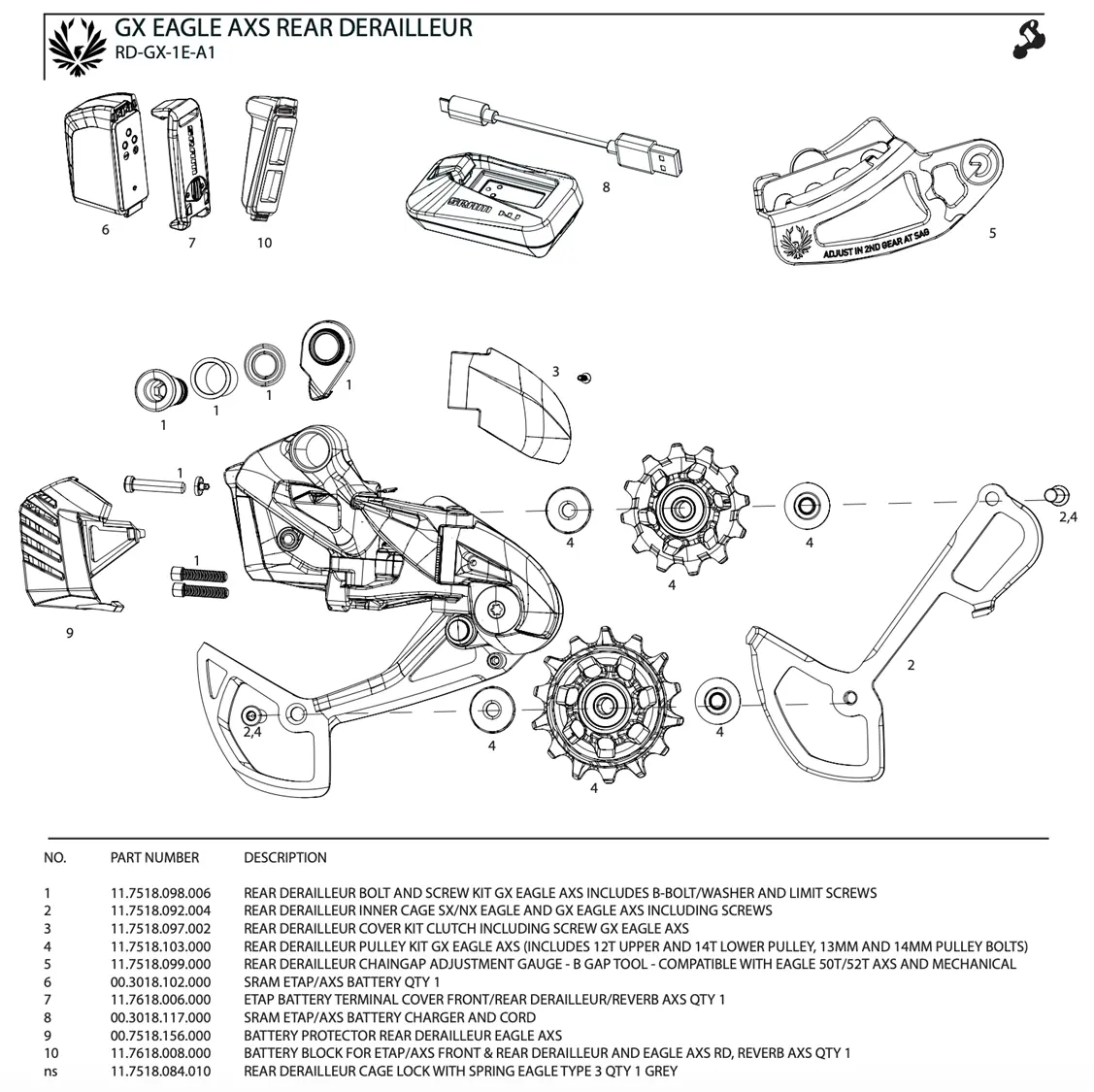 SRAM GX AXS Rear Derailleur Parts image 2