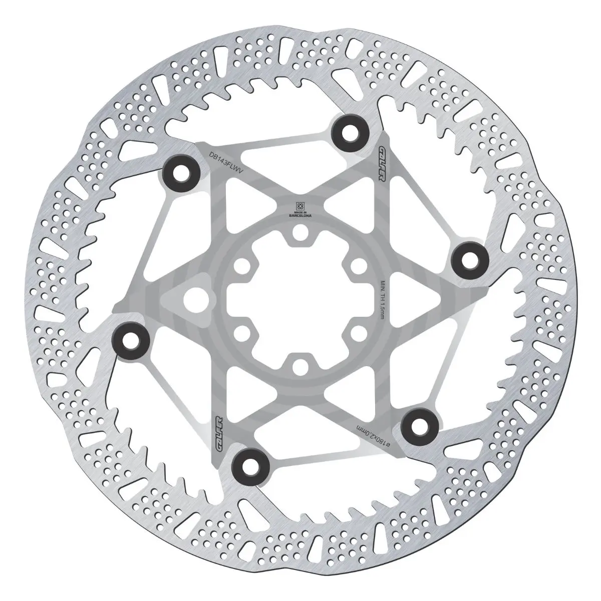 GALFER - MTB SHARK EVO DISC ROTOR - 6-BOLT - 2MM - RAW SILVER CORE