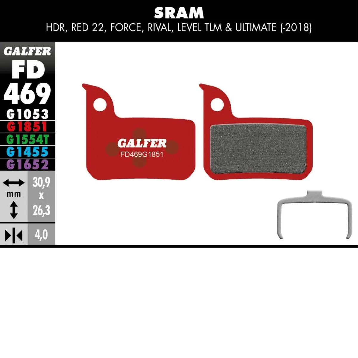 GALFER - BRAKE PADS - SRAM ROAD / LEVEL MONOBLOCK image 10