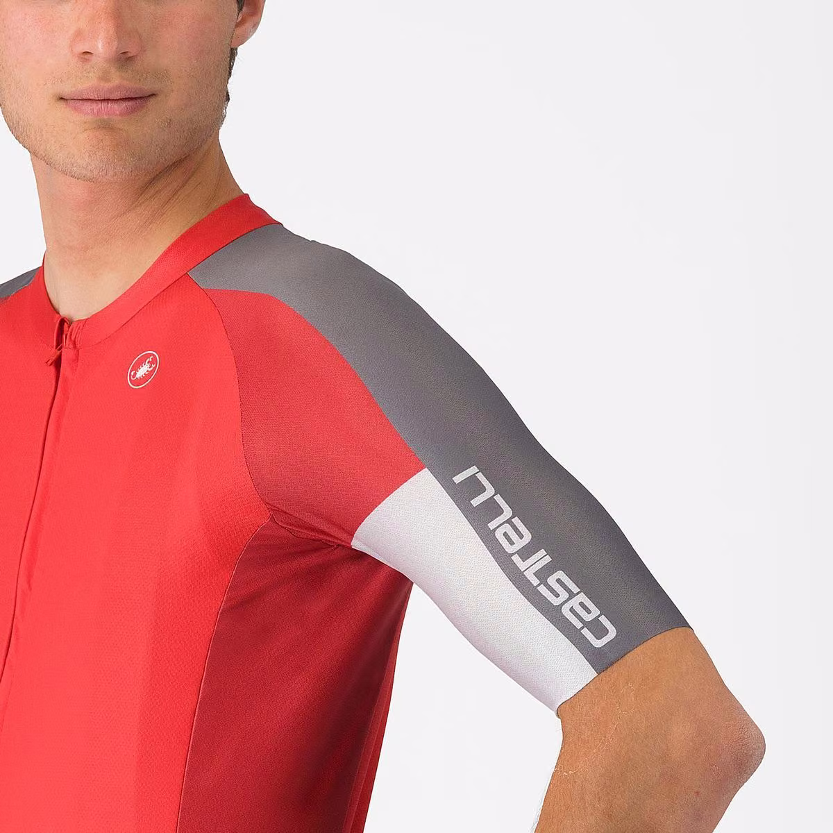 Castelli Entrata 6 Jersey Red/Smoky Gray - Silver Gray image 5