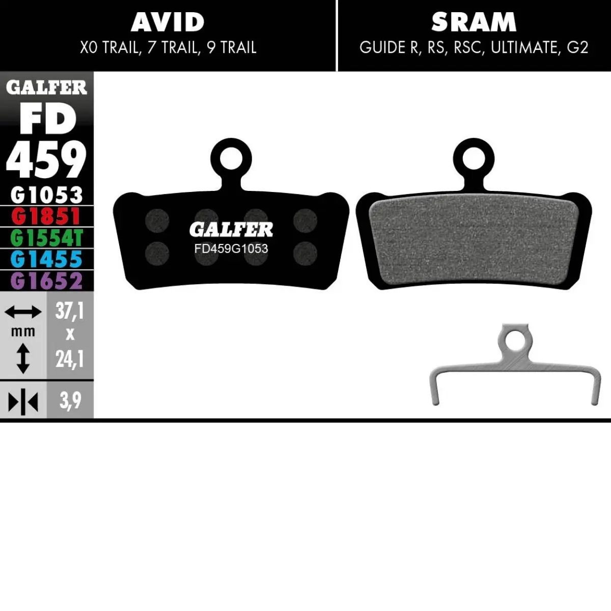 GALFER - BRAKE PADS - SRAM GUIDE / AVID X0 TRAIL image 9