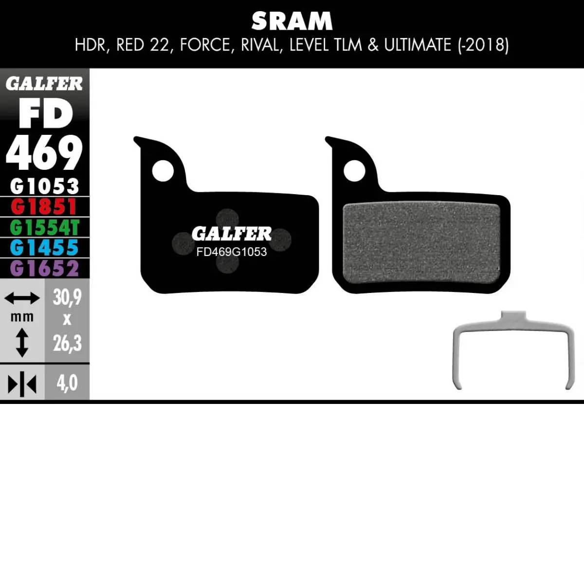 GALFER - BRAKE PADS - SRAM ROAD / LEVEL MONOBLOCK image 9