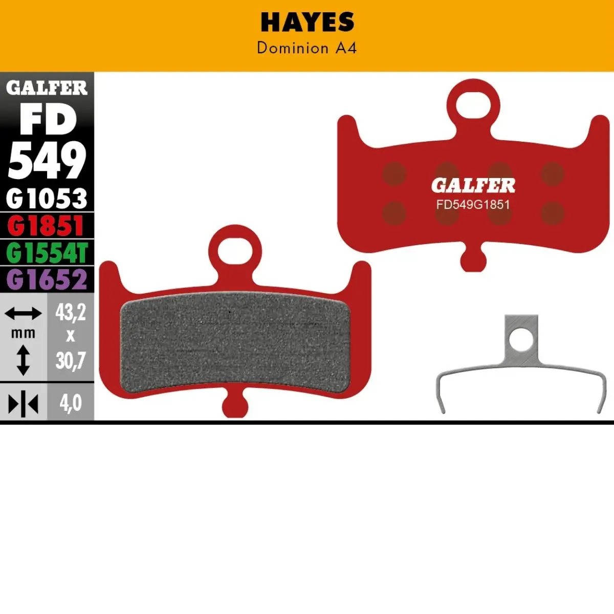 GALFER - BRAKE PADS - HAYES DOMINION A4 image 10