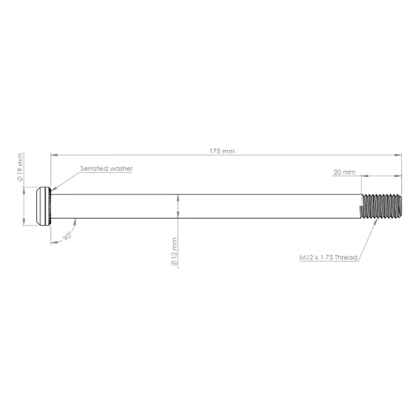 Burgtec 174mm x 12mm 1.75mm Pitch Rear Axle image 2