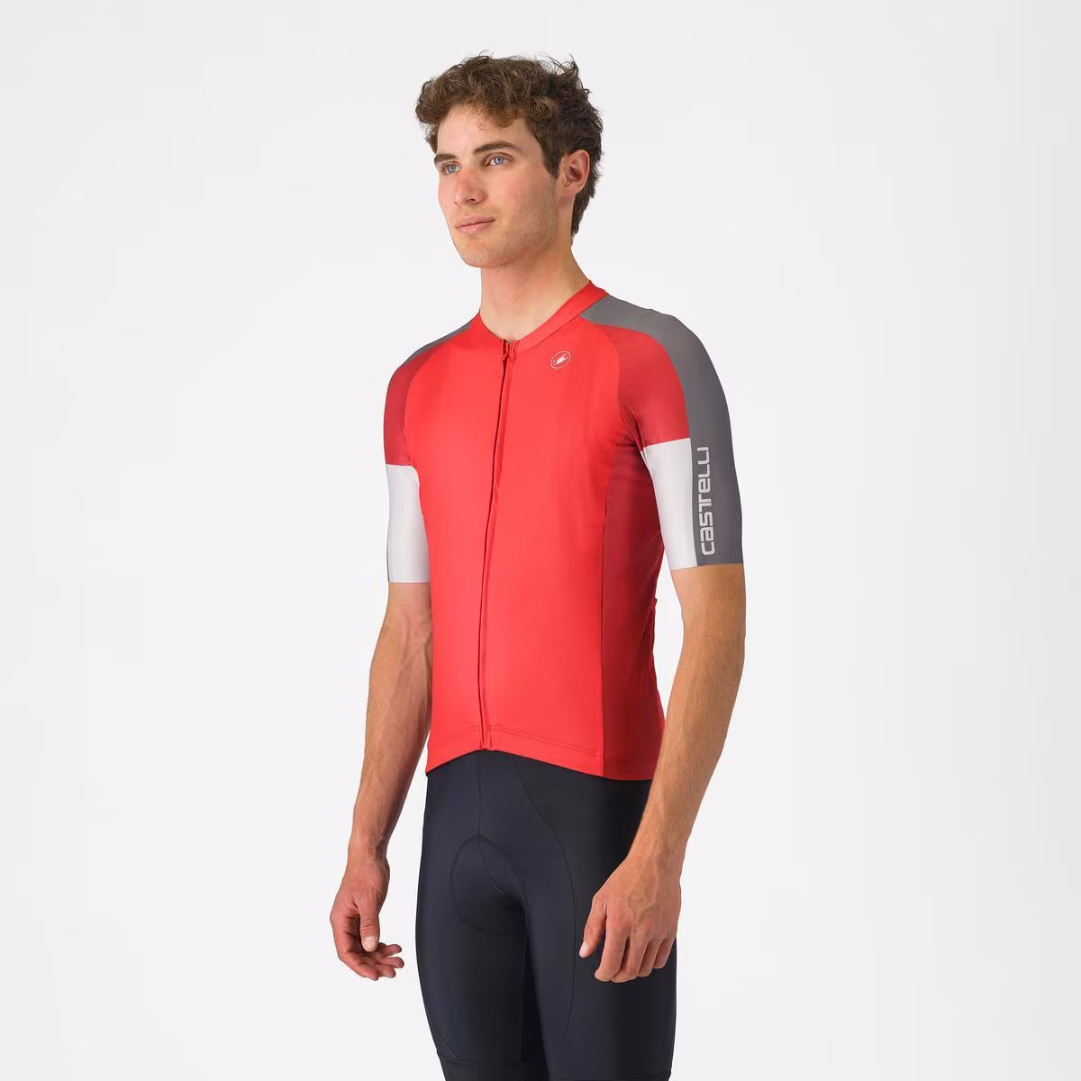 Castelli Entrata 6 Jersey Red/Smoky Gray - Silver Gray