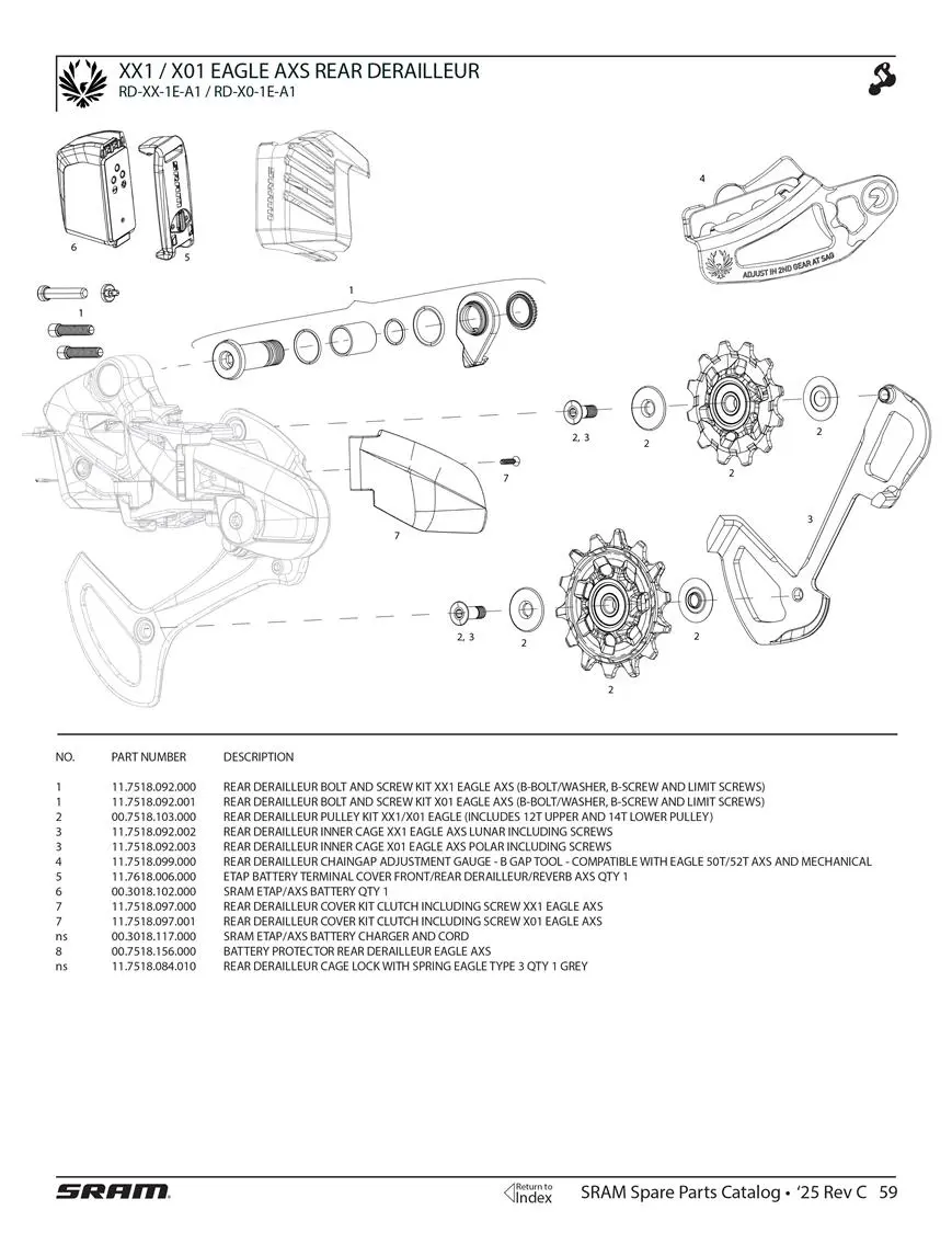 SRAM XX1/X01 AXS Rear Derailleur Parts image 3