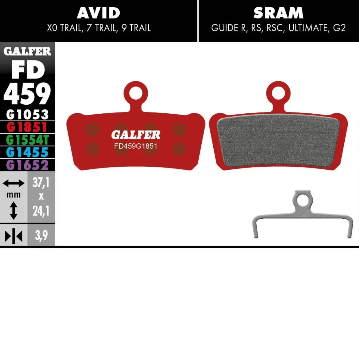 GALFER - BRAKE PADS - SRAM GUIDE / AVID X0 TRAIL image 10