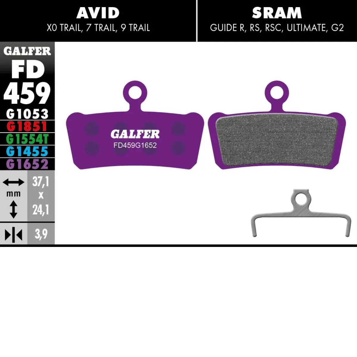GALFER - BRAKE PADS - SRAM GUIDE / AVID X0 TRAIL image 12
