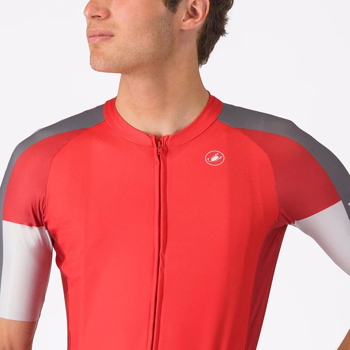 Castelli Entrata 6 Jersey Red/Smoky Gray - Silver Gray image 3