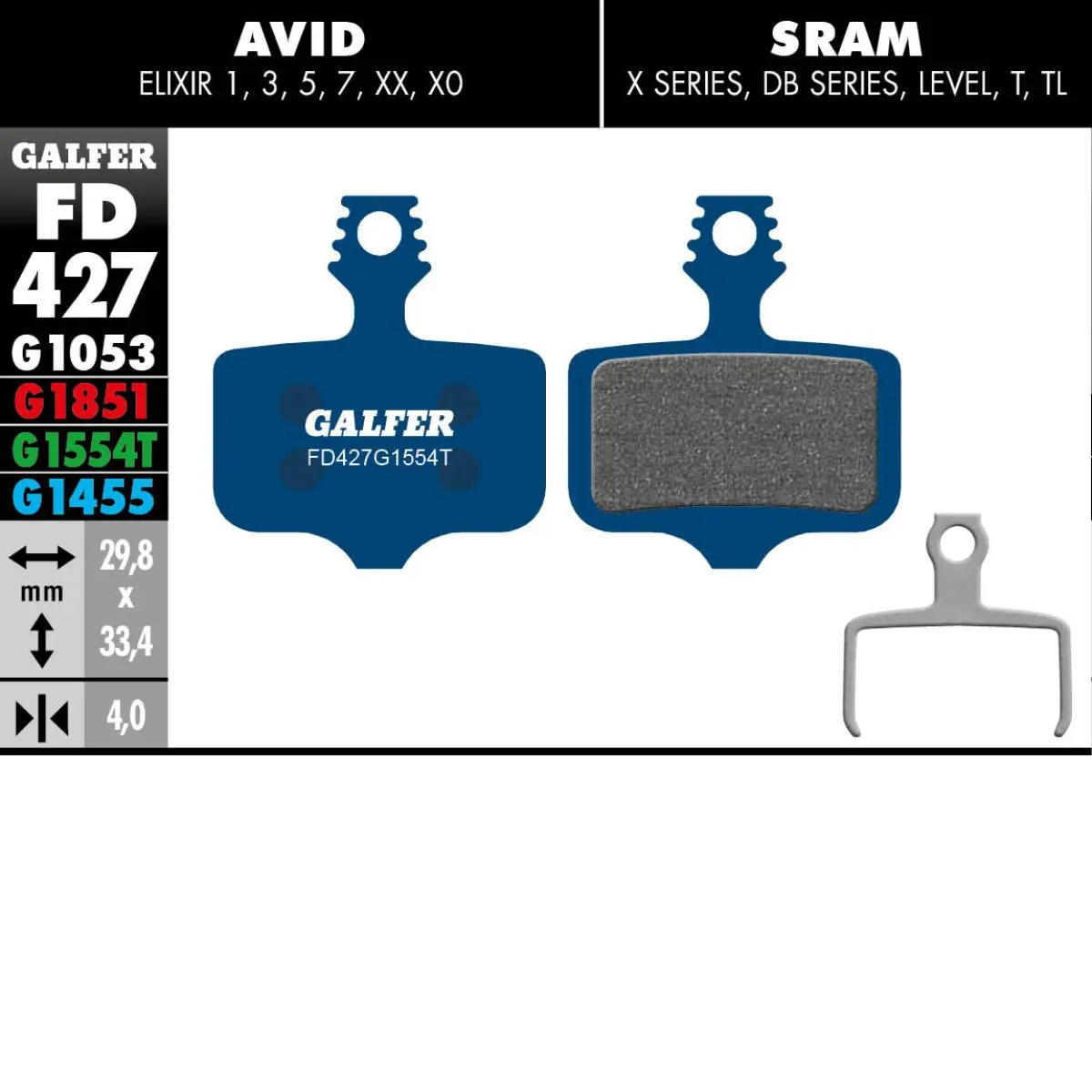 GALFER - BRAKE PADS -  AVID ELIXIR / SRAM LEVEL image 8