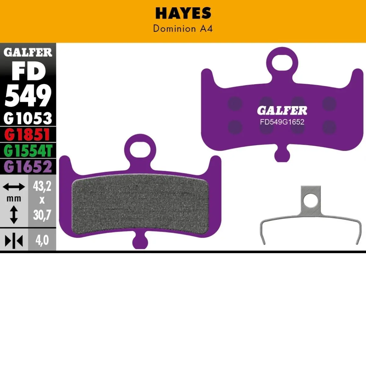 GALFER - BRAKE PADS - HAYES DOMINION A4 image 12