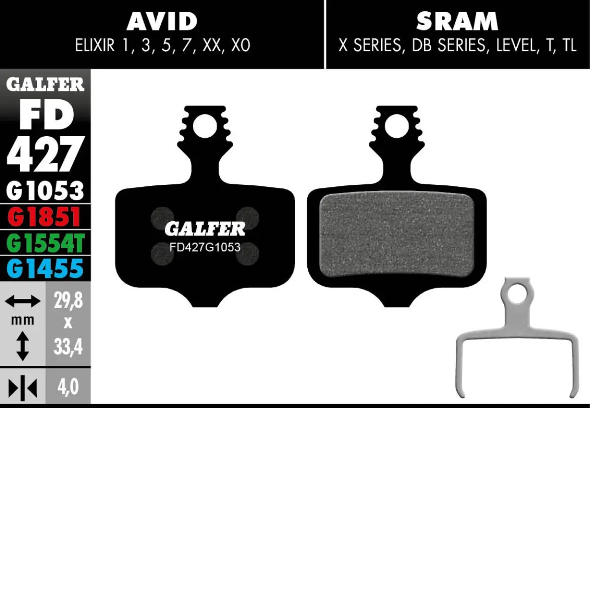 GALFER - BRAKE PADS -  AVID ELIXIR / SRAM LEVEL image 7